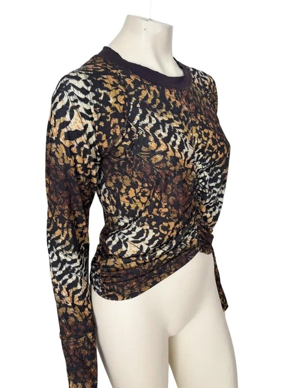 NEW FREE PEOPLE - FP MOVEMENT Tempo Ruched Printed Long Sleeve Top SZ XL - Picture 6 of 12